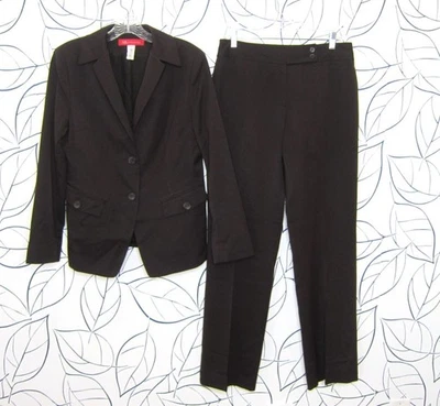 Conjunto de Traje Anne Klein Blazer Pantalones Elastizados Marrón Oscuro Carrera Negocios Talla 8 Foto 1 de 4