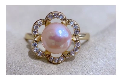  anillo perla rosa mar sur natural y hermoso  Foto 1 de 2