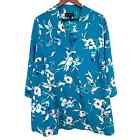 Lane Bryant Plus Size 18/20 Blue Floral Summer Loose Fit Blouse Shirt Top Cute
