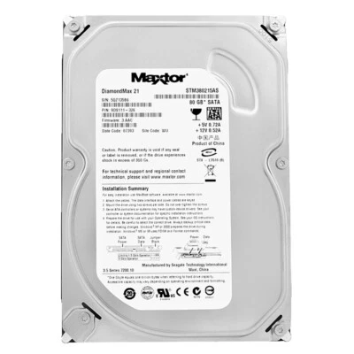 Festplatte Maxtor 80Gb STM380215AS 2Mb Cache 7200Rpm Sata II 3,5" Zoll - Bild 1 von 4