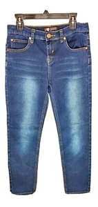 I Love Pinc Dark Jeggings Stretch Designer Soft Skinny Jean Girls Size 14 27x27 - Picture 1 of 3
