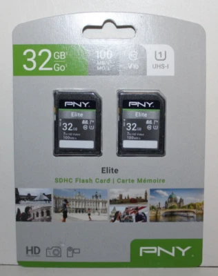 PNY 32GB GO Elite SDHC Flash Card Dual Pack Brand New - Image 1 of 2
