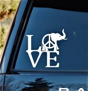 Letrero de paz elefante amor 5 pulgadas calcomanía pegatina coche camión SUV FURGONETA arte marfil C1123 - Imagen 1 de 1