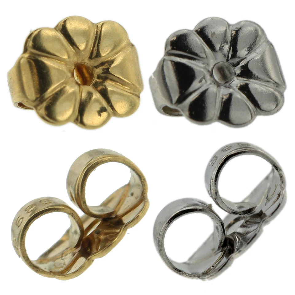 Repuesto de oro blanco y amarillo macizo de 14K con un solo empuje hacia atrás para aretes Foto 1 de 1