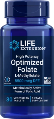L-metilfolato 8500mcg extensión de vida de folato optimizado de alta potencia 30 píldoras Foto 1 de 2