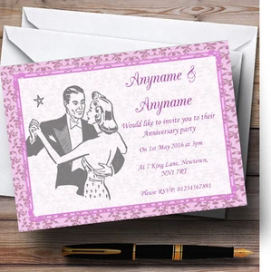 Invitaciones de fiesta de aniversario personalizadas vintage clásicas rosas - Imagen 1 de 1