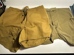 2 pairs of 1950s Boy Scout Button Fly Shorts small 1 Green 1 Drab used - Picture 1 of 7