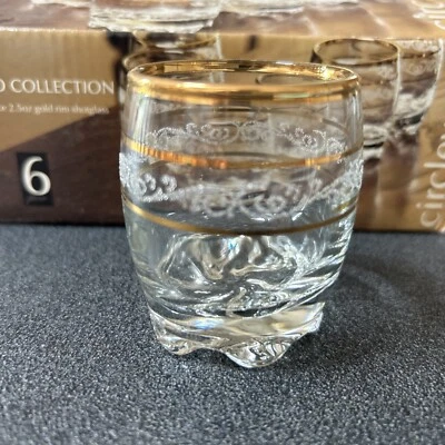 Circleware Lido Collection Style# 20677 - 6 peças 2,5 oz tiros aro dourado - Imagem 1 de 4