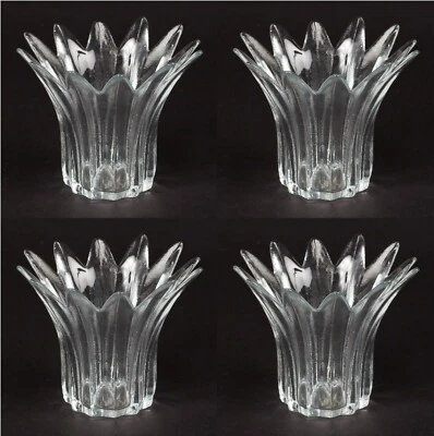 Votive Candle Holder Clear Glass Lily Shape Gift Box 6"Dia 5"High Set/4 - Image 1 of 4