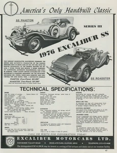 1976 Excalibur Motorcars SS Phaeton SS Roadster Series III VINTAGE PRINT AD - Picture 1 of 2