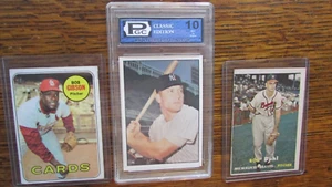 VINTAGE BASEBALL CARDS BOB GIBSON, MICKEY MANTLE, AND BOB BUHL - Picture 1 of 12