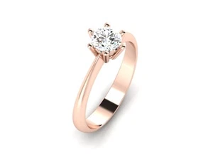 Wedding Ring Round 0.50 Ct GCI IGI Lab Grown Diamond 14k Rose Gold Sizes 5 6 7 8 - Picture 1 of 7