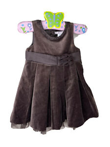Janie and Jack Precious Holiday Brown Velvet Tulle Flower Fancy 12-18 Months 