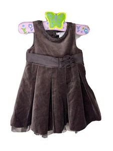 Janie and Jack Precious Holiday Brown Velvet Dress Tulle Flower Fancy 12-18 mo - Bild 1 von 6