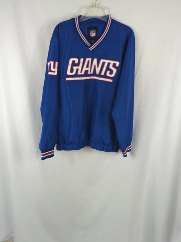 NFL New York Giants Men's Blue Pullover windbreaker Jacket Size M  V Neck Cover