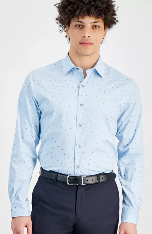 Alfani Mens Slim fit Dress Shirt Small 14-14.5 32-33 Blue