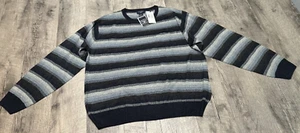 Suéter De Colección Y2K Dockers Para Hombres Grande Azul Rayas Academia Suave Pullover NUEVO - Imagen 1 de 8