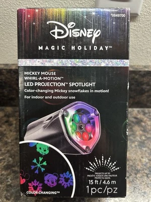 DISNEY MAGIC HOLIDAY MICKEY MOUSE FANTASTIC FLURRY PROJECTION REFLECTOR LED - Image 1 of 4