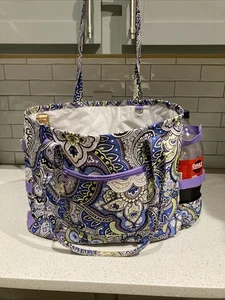 Laura Ashley Seaside Beach Tote Purple Green Paisley Vacation Picnic Bag - Picture 1 of 11