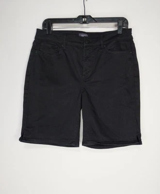 NYDJ Size 10 Black Denim Stretch Ella Shorts - Image 1 of 4