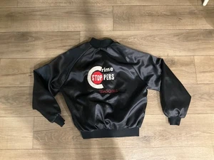 VTG Auburn Men's Black Satin Crime Stoppers Embroidered Bomber Jacket Sz XL - Picture 1 of 5