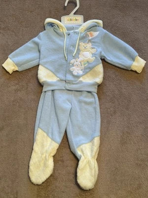 Vintage Childwise Baby Boy/Unisex Jacket & Footed Pants, Blue & Yellow Size 3-6M - Image 1 of 4