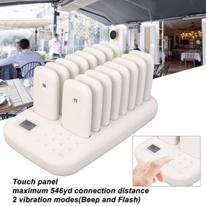 UK Plug Wireless Calling System 16 Pagers 546yd Transmission 2 Working Modes DY - Photo 1/12