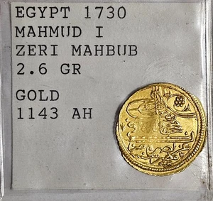 Moneda de oro El Cairo Egipto otomana Mahmud I Zeri Mahbub oro querido 1143 AH 2,6 g - Imagen 1 de 10