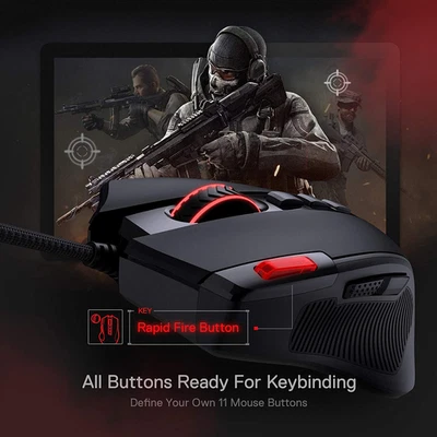 Redragon M612 Predator RGB Gaming Mouse, 8000 DPI, 11 Buttons, 5 Modes - Image 1 of 4