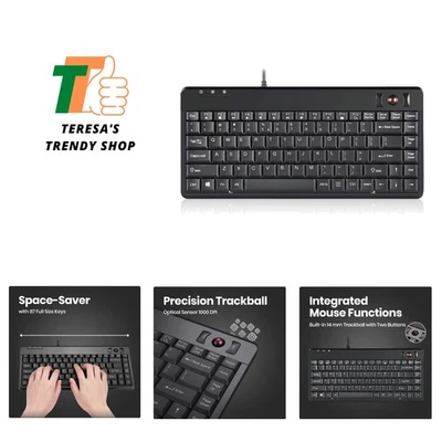 PERIBOARD-505H Wired Mini Keyboard with Built-in Trackball, 0.55 Inch Trackba... - Image 1 of 4