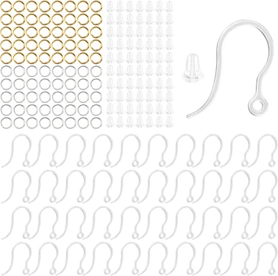 Ganchos para pendientes de plástico transparente 50 piezas - no alergénicos para oídos sensibles, componente Foto 1 de 4