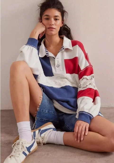 Polo Pullover Free People We The Free American Dream L Rayas Manga Larga Foto 1 de 4