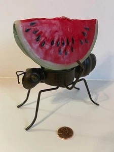 Metal Ant Carrying Watermelon Candle on His Back- CUTE! - Picture 1 of 3