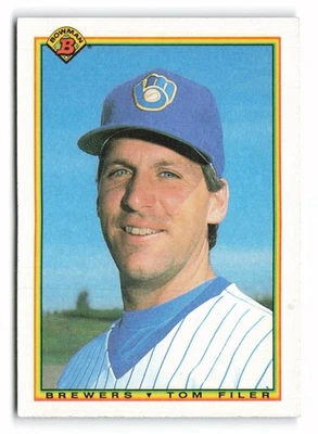 1990 Bowman #385 Tom Filer Milwaukee Brewers - Image 1 of 2