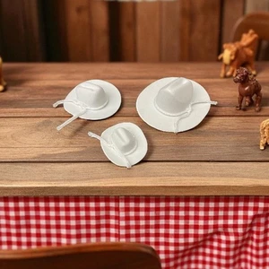 MINI WHITE Felt COWBOY HAT Western Wedding Party Favor Choose Size & Pack Amount - Picture 1 of 2