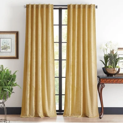 Velvet Curtains Room Darkening Wave Embossed Rod Pocket/Back Tab Window Curta... - Image 1 of 4