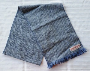 Sciarpa lana spina di pesce vintage Lisbeth Mulcahy Dingle Irlanda blu/grigio - Foto 1 di 3