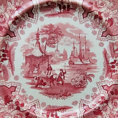 Placa de transferencia roja con patrón PALESTINO STAFFORDSHIRE 101/2" William Adams años 30 Foto 1 de 4