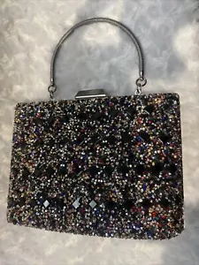 mini leather Black hand clutch - Picture 1 of 7