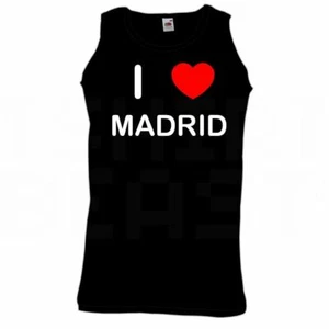 Madrid I Love Heart Vest Adult Crew Neck Athletic Gym Vest - Picture 1 of 18