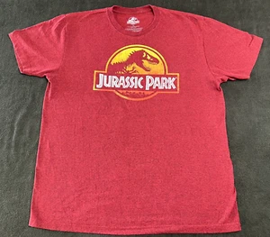 Men's Jurassic Park Logo T-Shirt Size X-Large Maroon Jurassic World - VGUC - Picture 1 of 6