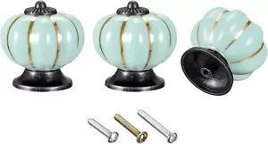 Cabinet Knobs 6 Pack Ceramic Drawer Pulls Pumpkin Shape for Decor Blue Gold - Picture 1 of 8