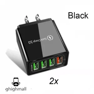 2X Fast 4 Port Adapter US Fast Quick Charge QC 3.0 USB Hub Wall Charger Power - Picture 1 of 4