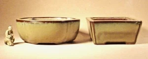GLAZED BONSAI CONTAINERS (2) SQUARE AND OVAL - Picture 1 of 7