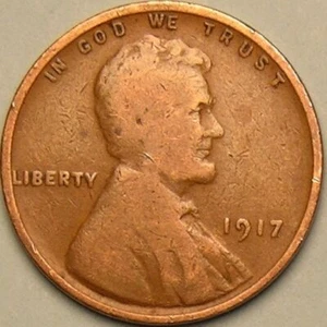 1917 P - Lincoln Wheat Penny - G/VG - Picture 1 of 2
