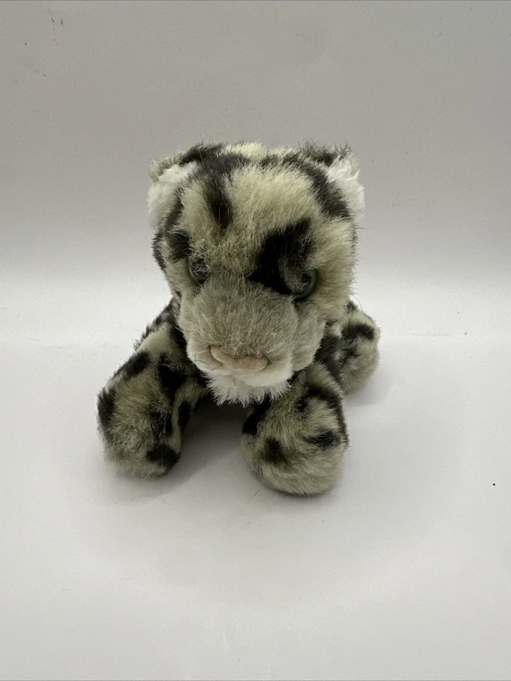 K&M International 5" Stuffed Plush Gray Black Snow Leopard Animal Toy - Image 1 of 4