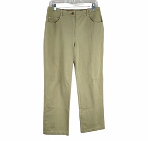 St. John womens size 10 khaki cotton high rise straight leg chino dress pants - Picture 1 of 4