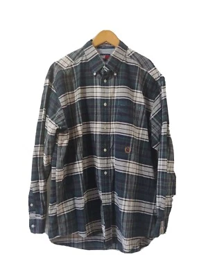 复古 Tommy Hilfiger 衬衫男式 L 长袖绿色格子纽扣棉质  — 第 1/4 张图片