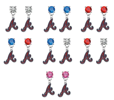 Atlanta Braves Crystal Bling Earrings Stud Post Dangle - Mix & Match Colors Cover