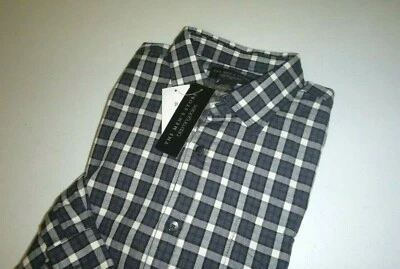 bloomingdales mens designer casual top PLAID CHECK button down dress shirt -Lg - Image 1 of 4